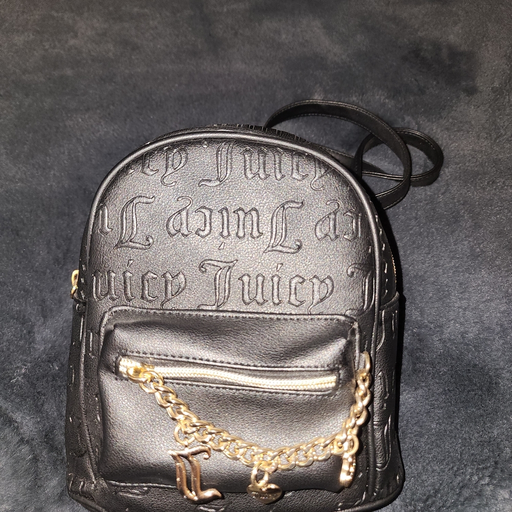 Juicy Couture Black Backpack with Gold Chain